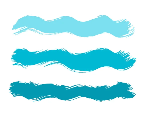 Verschillende abstracte spatten instellen blauwe golven — Stockvector