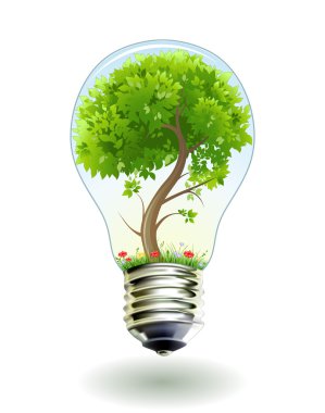 Green tree in lamp. clipart