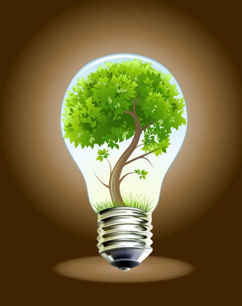Groene boom in lamp — Stockvector