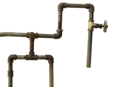 A fragment of the old water conduit consisting of pipes, fitting clipart