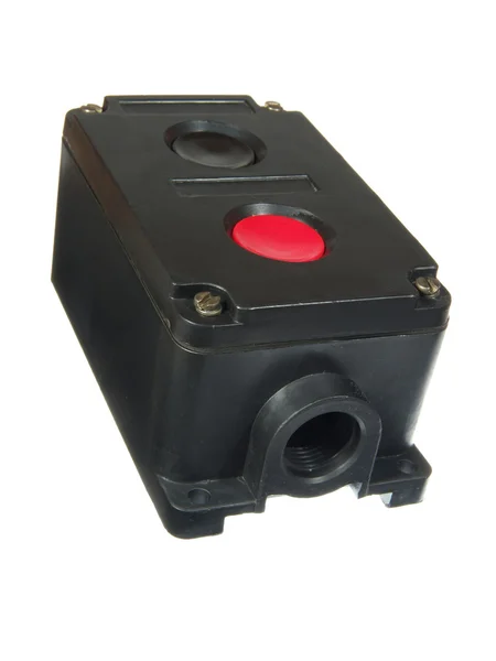 Kontrolboks med to knapper, isoleret på hvid baggrund . - Stock-foto