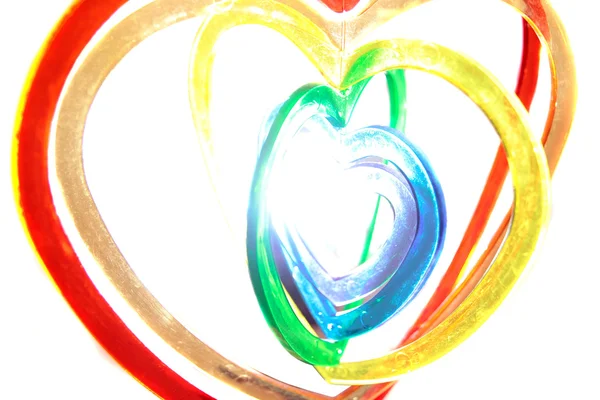 Seis formas de coração pendurado — Fotografia de Stock