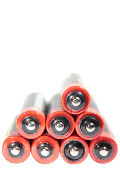 stock image Black and red batteries on top of each other