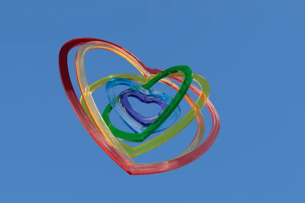 空気で飛んで大きさで分類された心臓の形の盛り合わせ — ストック写真