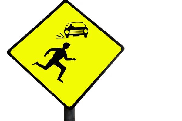Pedestrian warning sign — Stock Photo, Image