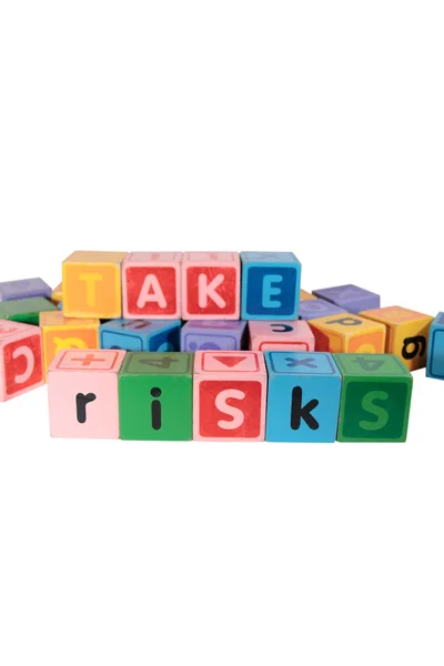 Take risks in play blocks — Stock Photo, Image