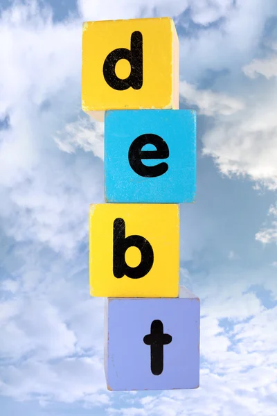Debito nuvoloso in giocattolo giocare lettere di blocco con percorso di ritaglio — Foto Stock