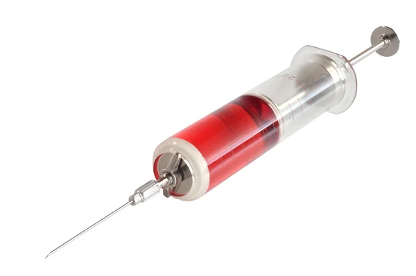 Old glass syringe and vaccine Stock Photo