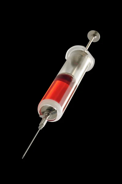 Régi üvegfecskendő és vakcina — Stock Fotó