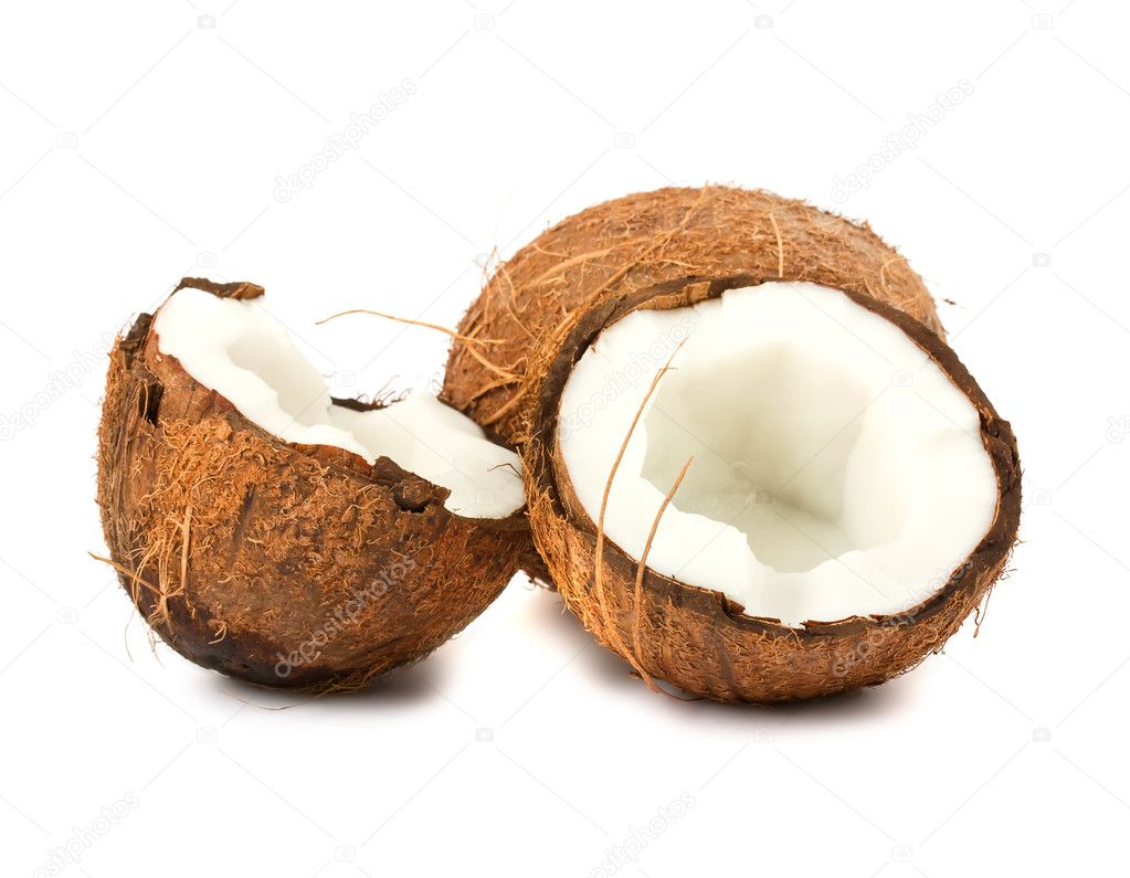One full and two halves of coconut