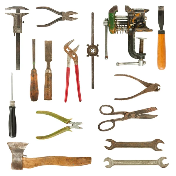 Coleção de ferramentas usadas antigas — Fotografia de Stock