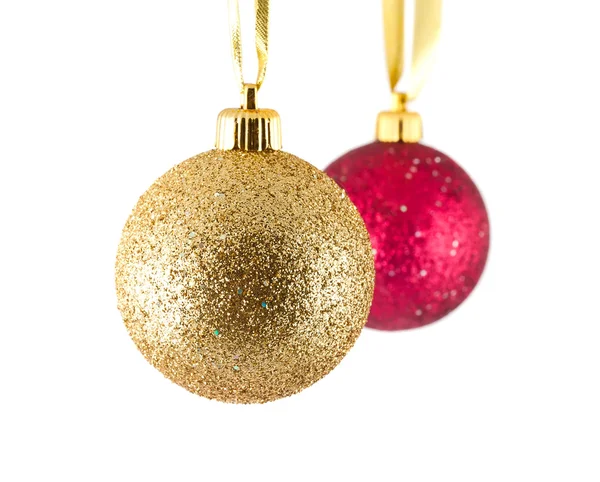 황금과 빨간색 크리스마스 볼 — 스톡 사진