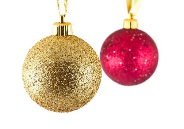 Bolas de Natal douradas e vermelhas — Fotografia de Stock