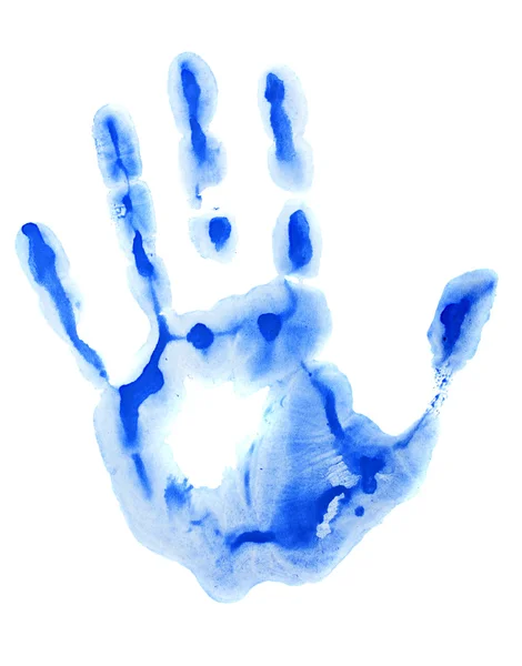 Синяя печать руки — стоковое фото
