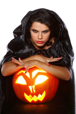 Cadı halloween gece elbiseli cinsel esmer