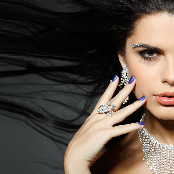 Elegant sexual woman in black clothes in fashion style