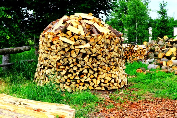 stock image A heap of firewood at the countryside