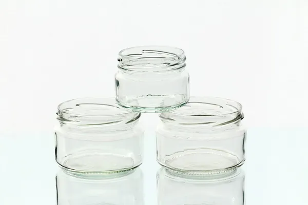 Tre barattoli di vetro — Foto Stock