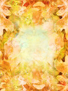 Autumnal background with orange leaves and texture clipart