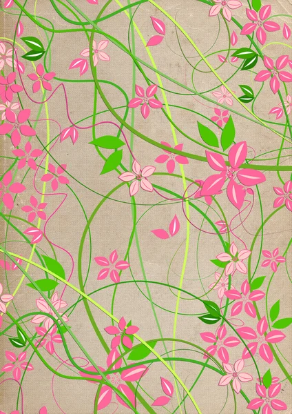 Нежный, естественный бежевый фон с розовыми цветами — стоковое фото