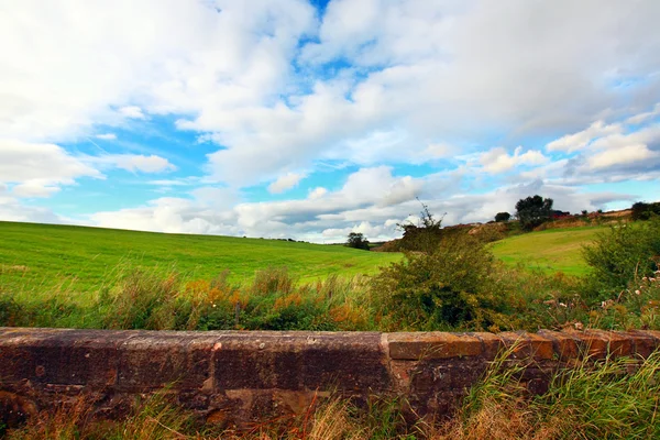 Wiejski krajobraz z kamiennego muru, Szkocja — Zdjęcie stockowe