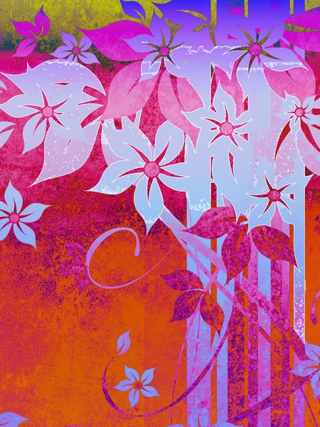 Mooi grungy achtergrond met violette bloemen — Stockfoto