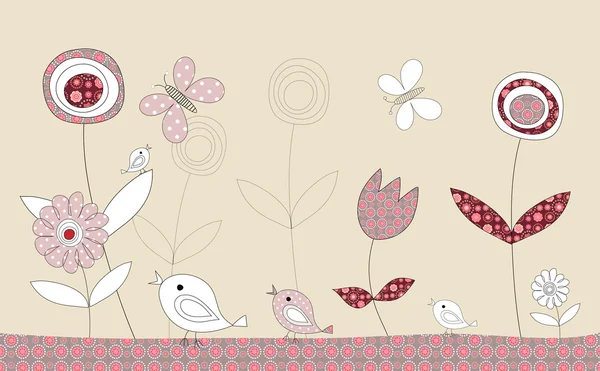 Hübsche Vögel Patchwork-Geschichte, Illustration — Stockfoto