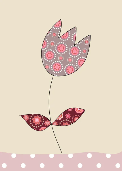 米色背景，图上可爱郁金香 — 图库照片