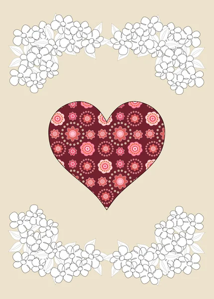 Jednoduché červené srdce na béžové pozadí, ilustrace — Stock fotografie