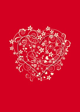 Beautiful red and creamy background with love heart clipart