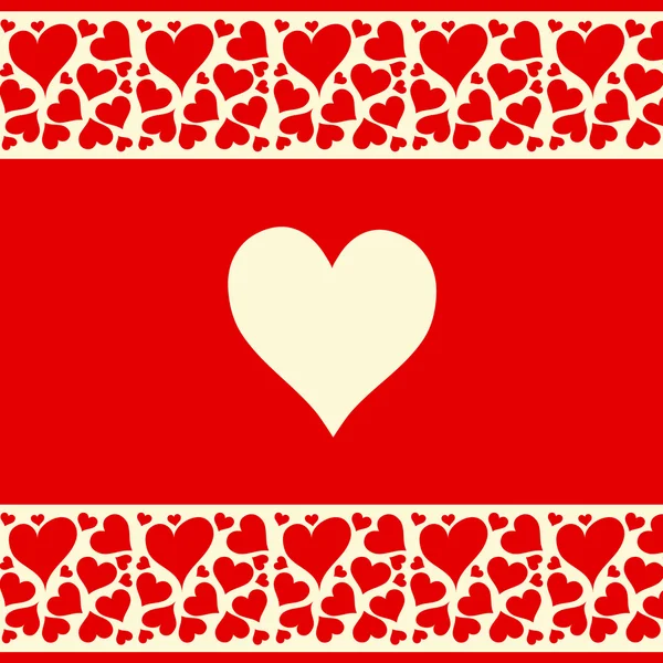 Красный и сливочный фон с любовным сердцем — стоковый вектор
