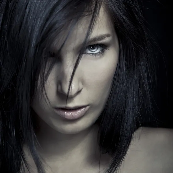 Emotion expression dark girl face — Stock Photo, Image