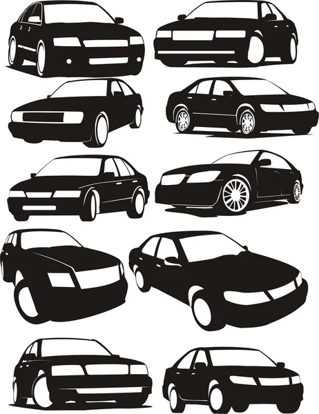 Ensemble silhouette de voiture — Image vectorielle