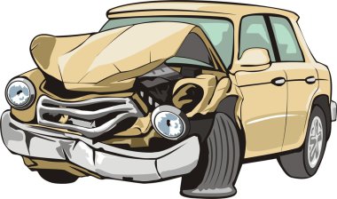 Car with crashed front clipart