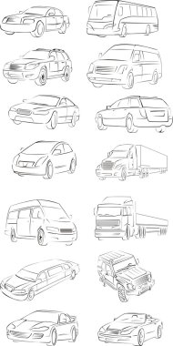 Vehicles outlines clipart