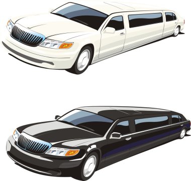 White and black limousine clipart