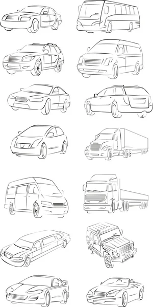 Vehicles outlines — Stock Vector