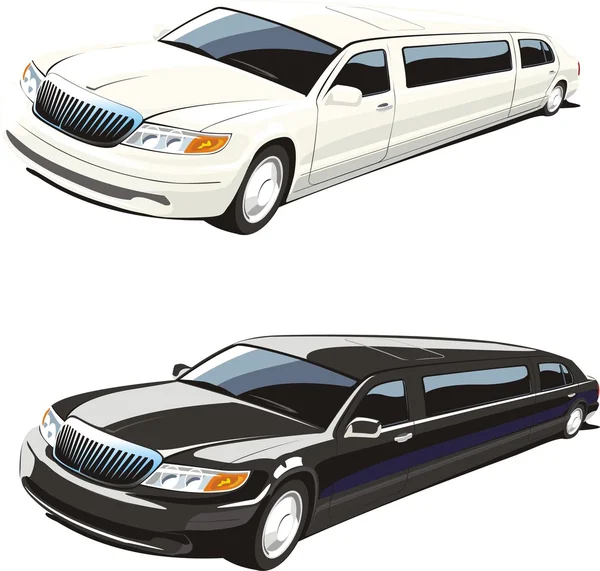 Witte en zwarte limousine — Stockvector