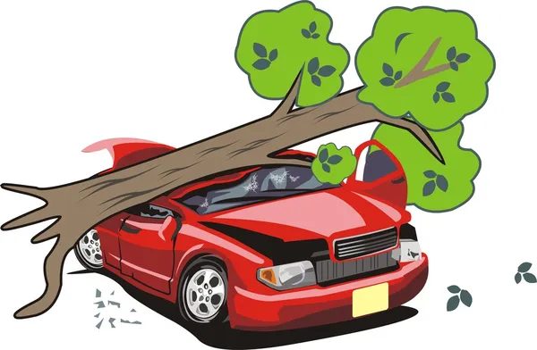 Tree crash a car — Stock Vector