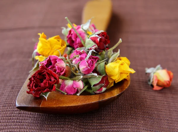 Stock image Dried rose hipson a wooden table