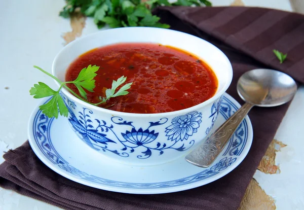 Traditionele Russische Oekraïense Borsjt soep — Stockfoto