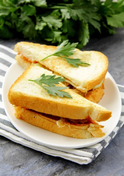 Friss zöldségekkel és csirke szendvics — Stock Fotó
