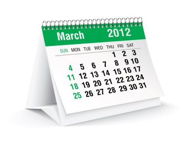 March 2012 desk calendar clipart