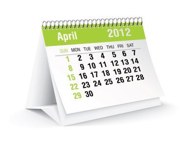 April 2012 desk calendar clipart