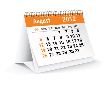 August 2012 desk calendar clipart