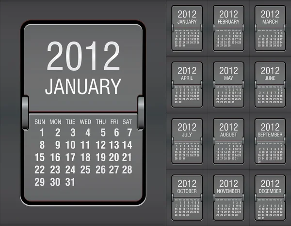 Calendário editável 2012 no painel de avaliação mecânico — Vetor de Stock
