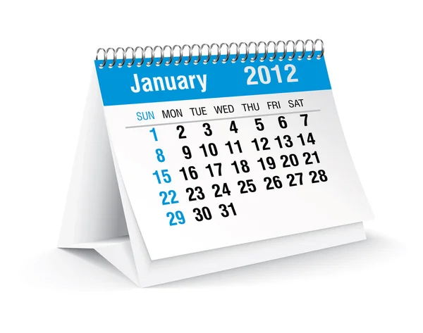 Календар таблиць січня 2012 року — стоковий вектор