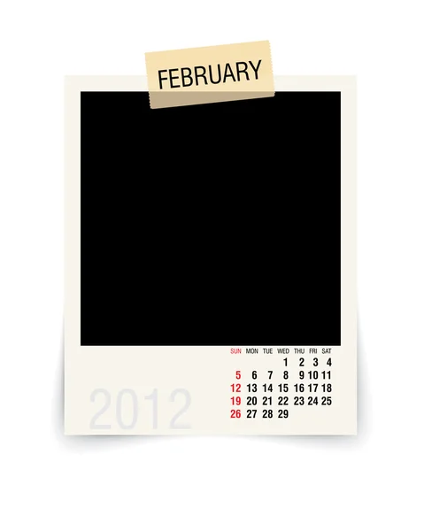 stock vector 2012 february calendar with blank photo frame