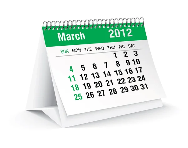 Mars 2012 skrivebordskalender – stockvektor