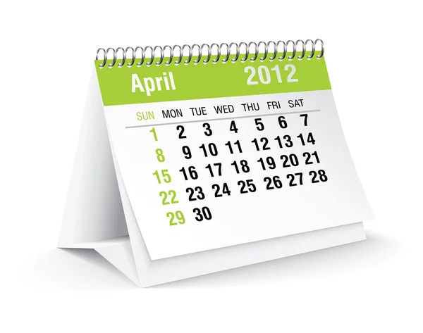 April 2012 desk calendar — Stock Vector